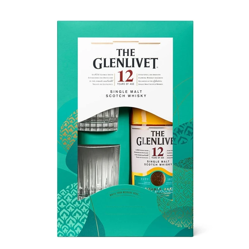 The Glenlivet 12 Year Old Single Malt Scotch Whisky Gift Pack with Two Glasses, 70cl