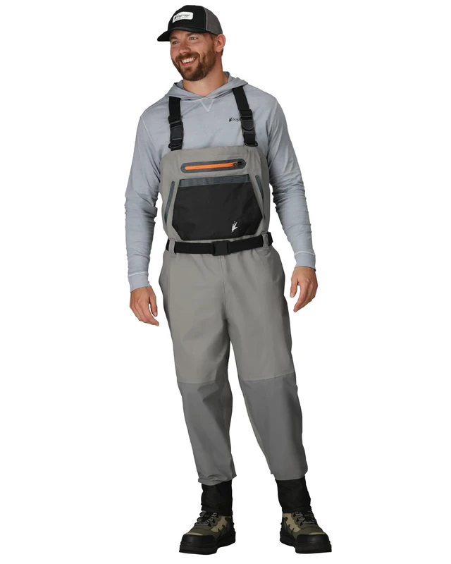 FROGG TOGGS Sierran Reinforced Nylon Breathable Stocking Foot Chest Wader, Large, Slate/Gray