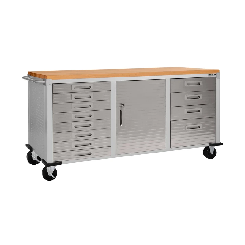 Seville Classics UltraHD Rolling Workbench with 12 drawers, for Office, Garage, Workshop, 182,9 x 50,8 x 95,2 cm, Granite