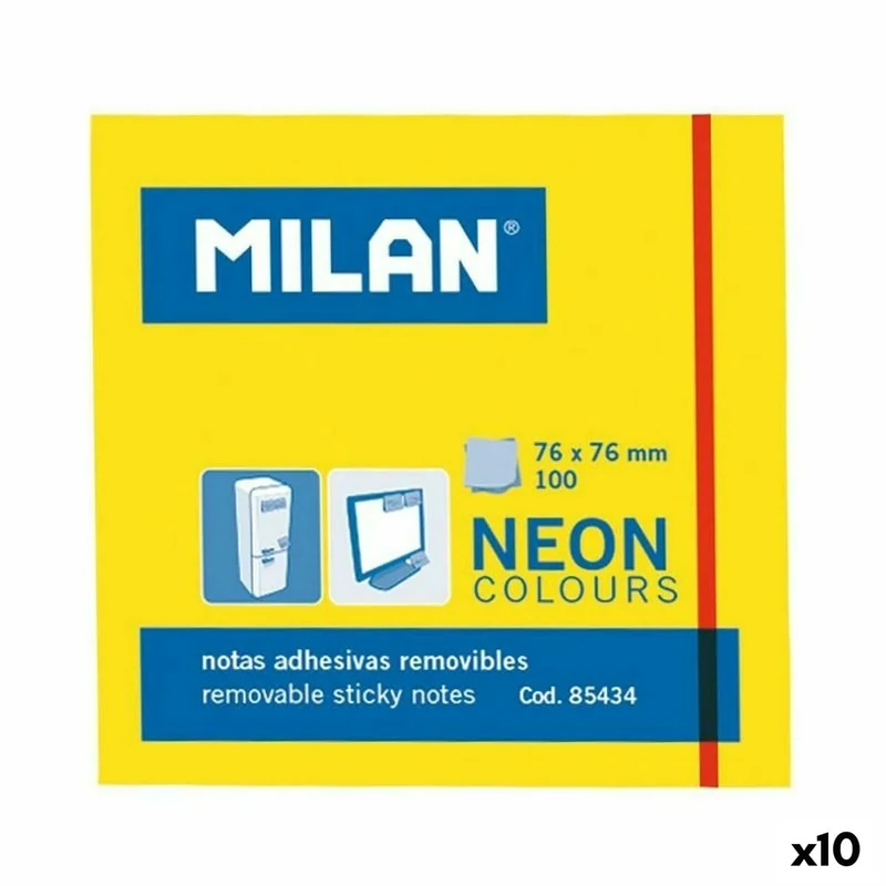 Karteczki Milan neonowe 75x75 mm zólte, 80 sztuk: 85434 - Image 1