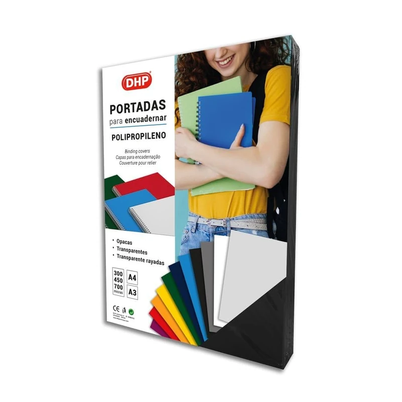 Pack of 100 Polypropylene Binding Cover, 0.45 mm Thick, Format A4, Black