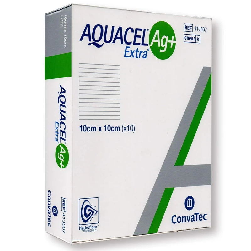 ConvaTec 3862695 Aquacel Ag+ Extra Dressing, 10 cm width, 10 cm Length (Pack of 10) - Image 1