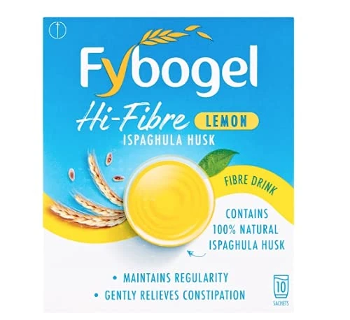 4 x Fybogel Hi-Fibre Lemon Natural Fibre Drink 10 Sachets