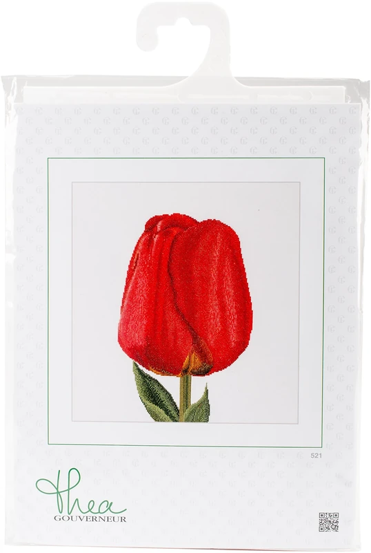 Thea Gouverneur Cross Stitch Kit, Darwin Hybrid Tulip on Aida (16 Count), 34x36cm