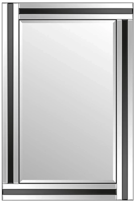 MirrorOutlet Large Bathroom Black + Silver Bevelled Triple Edge Wall Mirror 60cm X 90cm, 91x60,Frameless,YC021-Bath