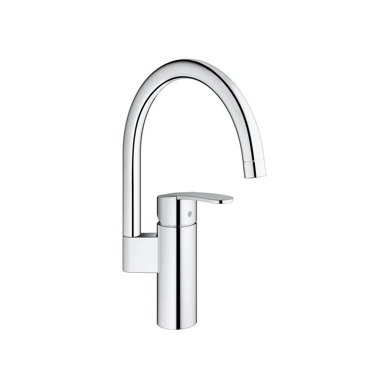 GROHE Wave Cosmopolitan Quickfix Single-Lever Sink Mixer with High C-Spout, 0°/150°/360° Adjustable Swivel Area, Chrome. Easy To Fit with Quicktool. 32449001