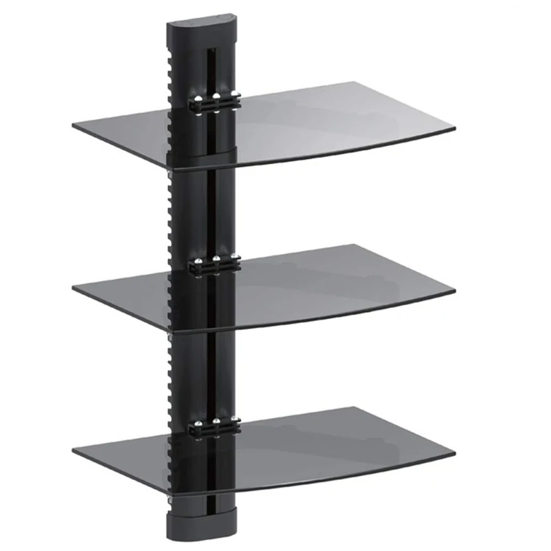 Maclean MC-664 3-Tier Wall Floating Glass Shelf Support DVD Console PS3 Xbox
