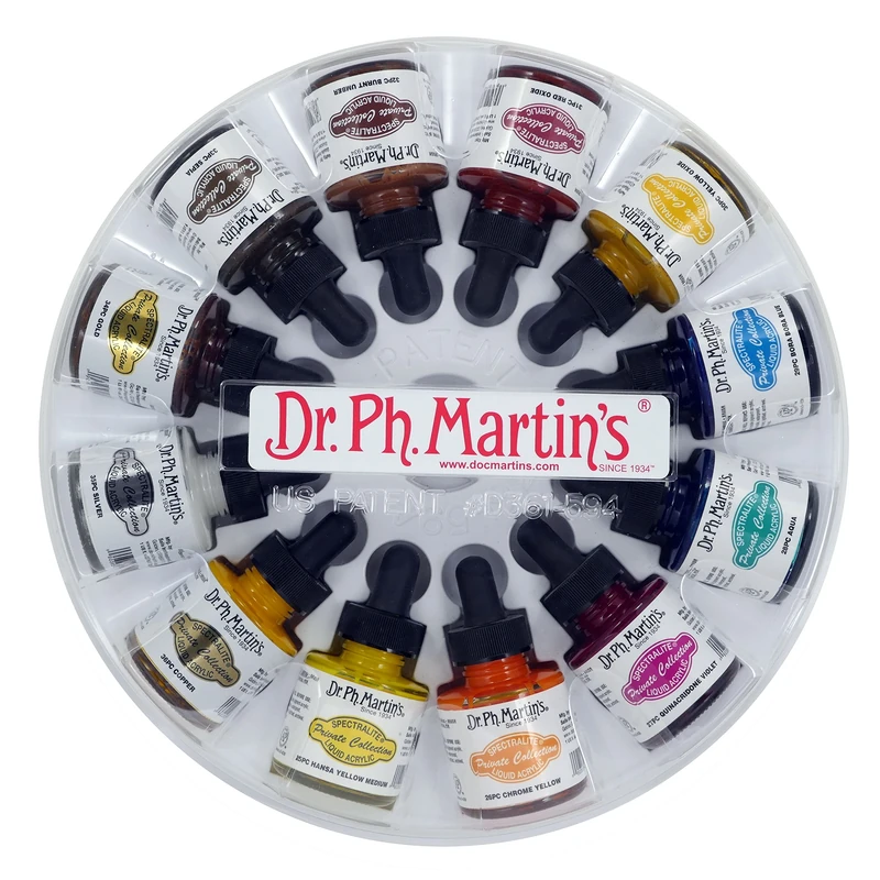 Dr. Ph. Martin's Spectralite Private Collection Liquid Acrylics, 1.0 oz, Set of 12 (Set 3)