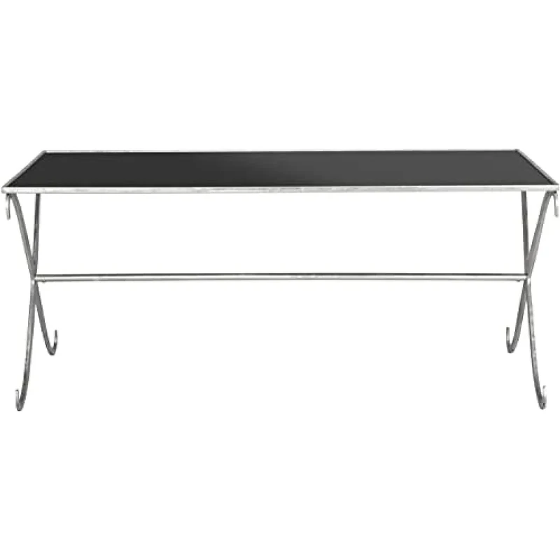 SAFAVIEH Modern Accent Table with Iron Legs, in Silver and Black, 109 X 50 X 46.35