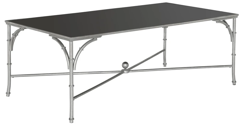 SAFAVIEH Modern Accent Table with Iron Legs, in Silver and Black, 127 X 66 X 45.72