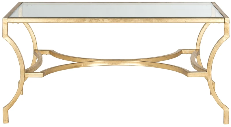 SAFAVIEH Glam Accent Table with Iron Legs, in Gold and Clear, 51 X 94 X 43.18