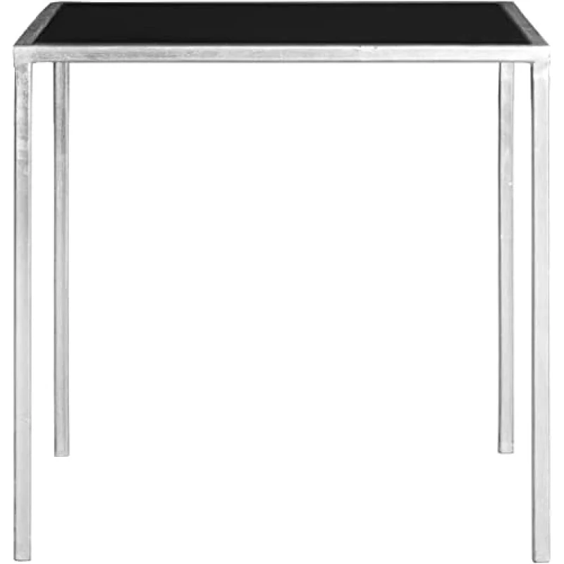 SAFAVIEH Glam Accent Table with Iron Legs, in Silver and Black, 46 X 46 X 45.97