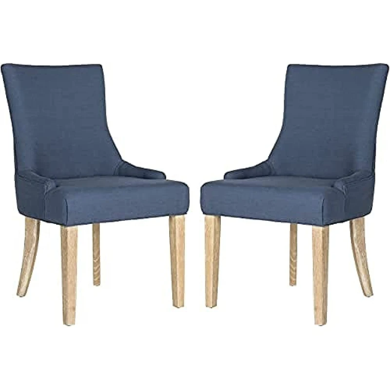 SAFAVIEH Set of 2 Modern Upholstered Chairs, in Steel Blue