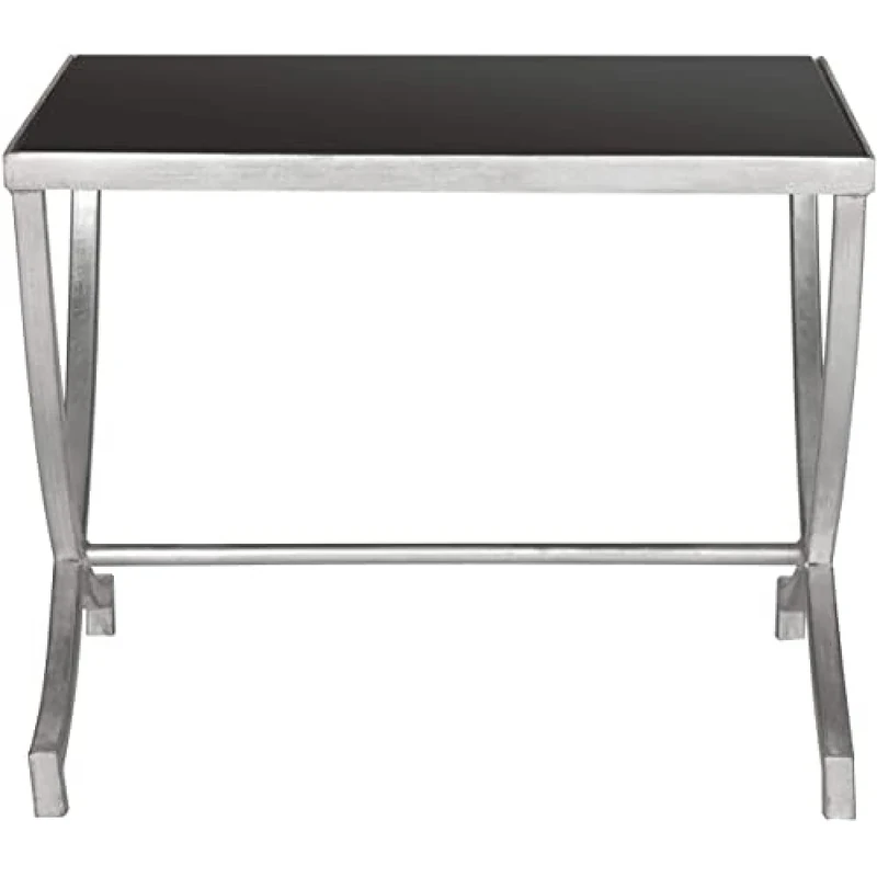 SAFAVIEH Modern Accent Table with Iron Legs, in Silver and Black, 55 X 45 X 44.45