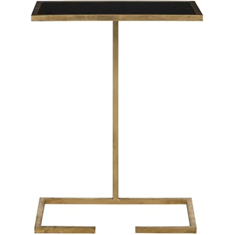 SAFAVIEH Glam Accent Table with Iron Legs, in Gold and Black, 26 X 41 X 53.34