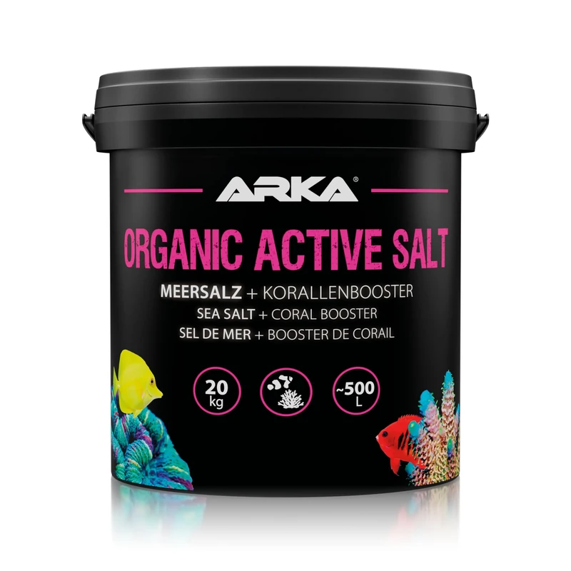 Reef Salt for Marine Aquariums – ARKA Organic Active Salt 20 kg – with organic activators for coral colour & growth – phosphate-free & fast dissolving – stabilises water values – ideal for SPS, LPS