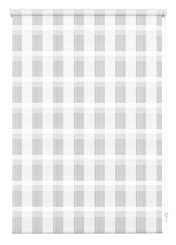 GARDINIA Double Roller Blind for Clamping or Gluing, Duo-Rollo/ Side Pull Roller Blind, Transparent and Opaque Stripes, All Assembly Parts Included, Chequered White, 100 x 150 cm (B x H)