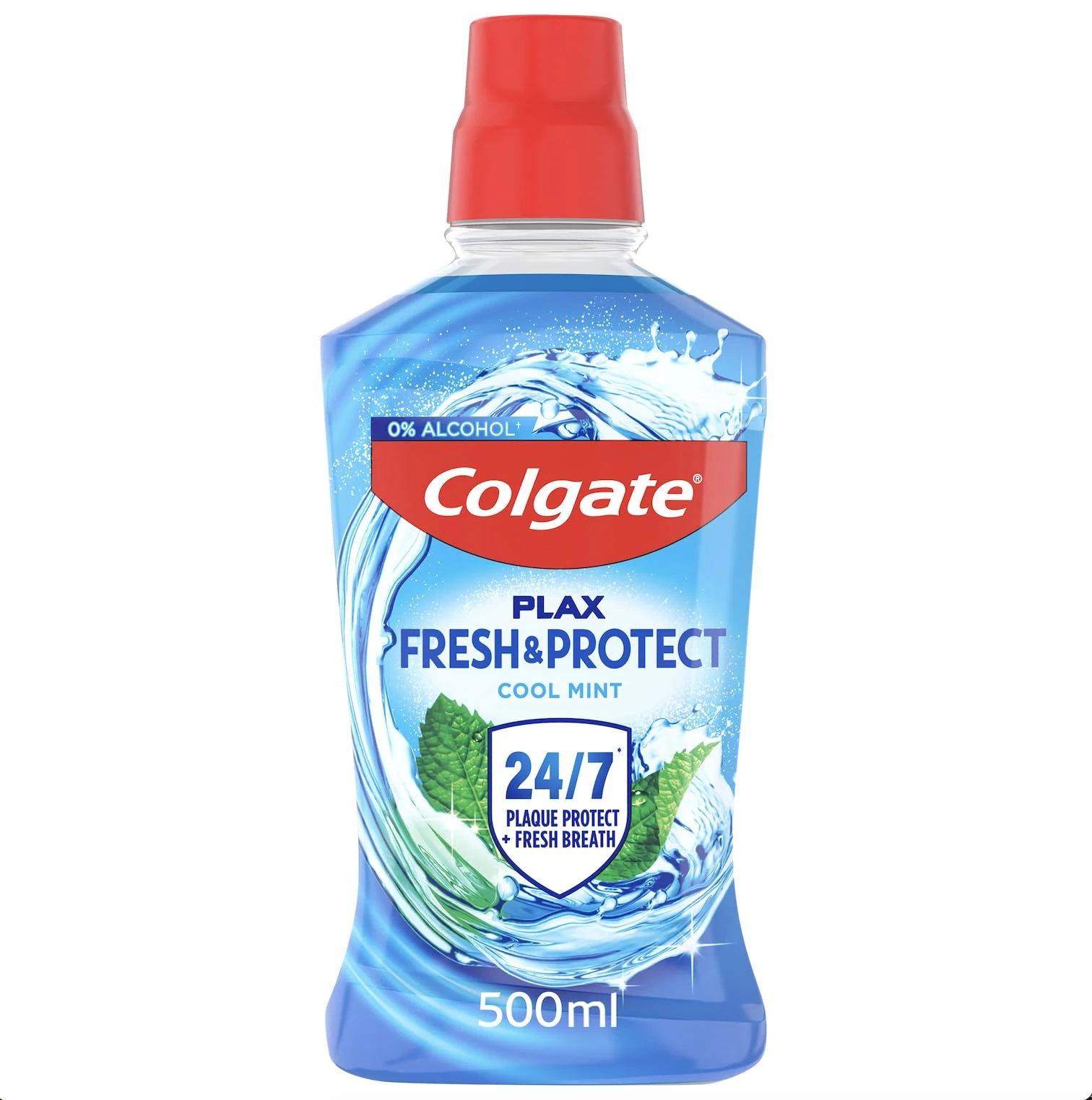 Colgate Plax Cool Mint Mouthwash 500ml | fresh breath mouthwash | instant long-lasting freshness | no burn experience | 24/7 plaque protection when used twice daily | clinically tested by dentists