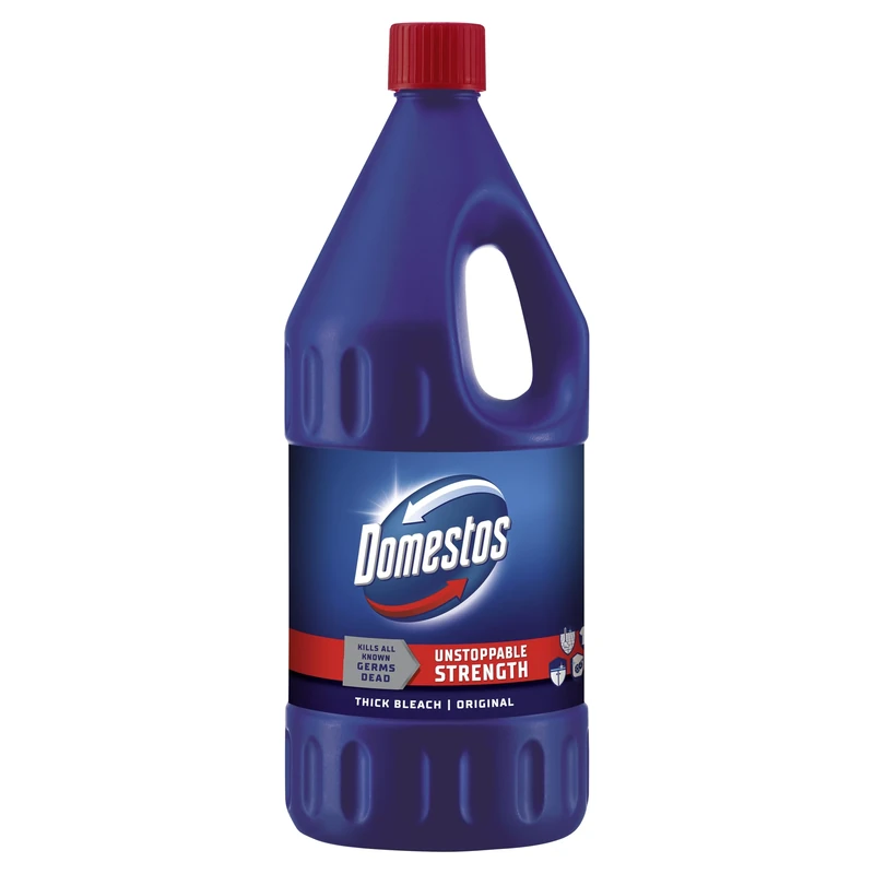 Domestos Original Thick Bleach disinfectant that eliminates 99.99% of bacteria and viruses* unstoppable strength 2 L