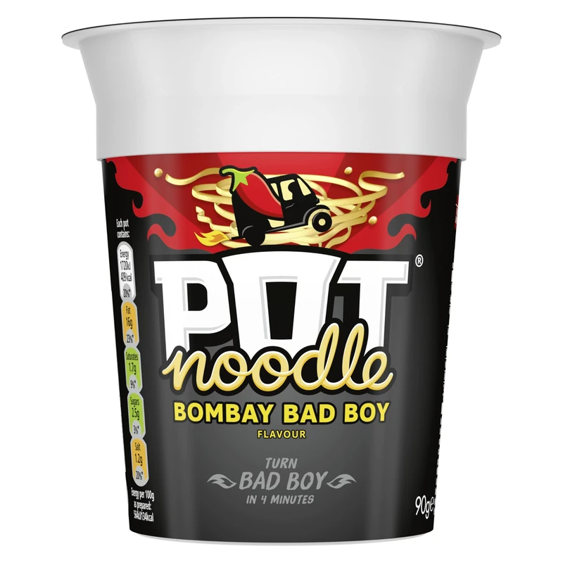 Pot Noodle Bombay Bad Boy Standard Pot instant vegan* snack quick to make noodles Instant Noodle 90 g