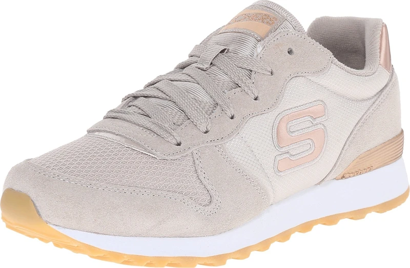 Skechers Women's Og 85 Goldn Gurl1 Trainers, Taupe Suede/ Mesh/ Nylon/ Rose Gold Trim, 7 UK