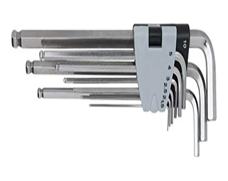 KS Tools 964.0520 Stainless Steel Hexagonal Allen Key Set XL, 9 Pieces