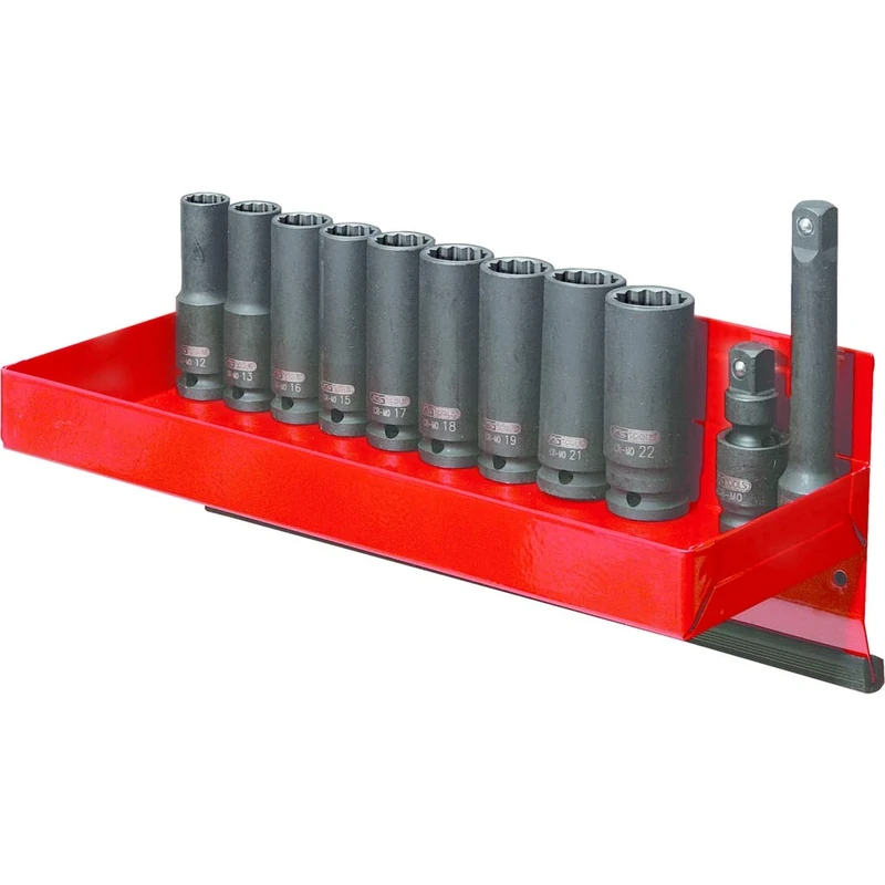 KS Tools 5151140 Impact Bit Socket Set Long, 13 Pieces Set 12-Point 1/2-Inch Square Drive