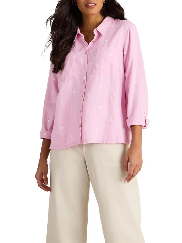 White Stuff Sophie Organic Cotton Shirt - Regular Fit, Cotton Fabric with Button Closure - Pink Multi - Size 16 - Image 1