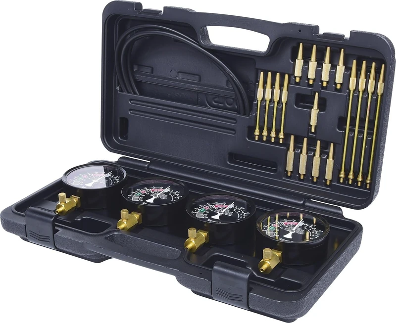 SK Hand Tool KS TOOLS carburettor Test Device with 4 synchronous Clocks, 28 pcs, clear - Image 1