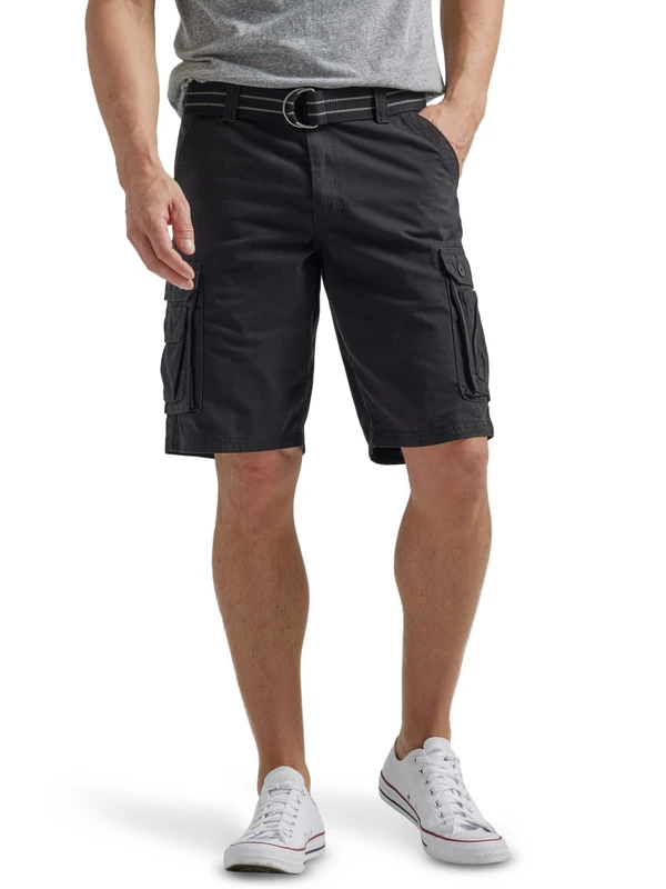 Lee Men's Dungarees New Belted Wyoming cargo shorts, Black, 33W UK