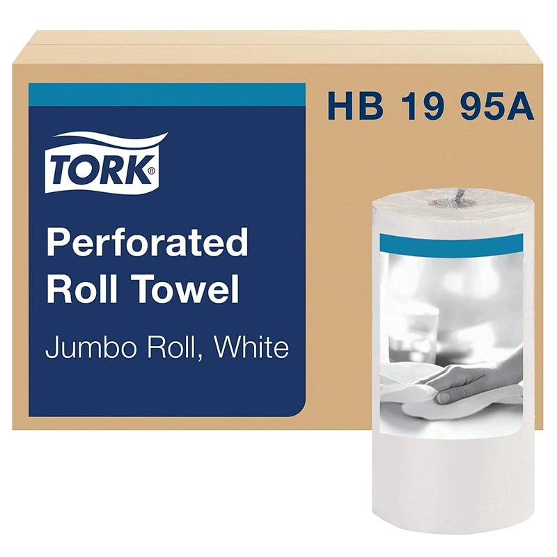 Tork HB1995A Perforated Jumbo 2-Ply Roll Towel, White - Image 1