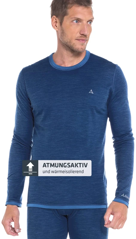 Schöffel Men's Merino Sports Shirt 1/1 Sleeve M, Temperature-Regulating Long Sleeve Shirt, Breathable Functional Underwear Shirt in Wool Quality