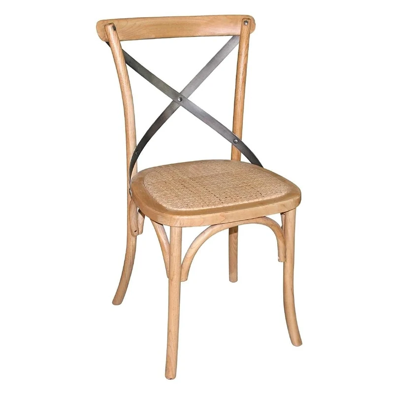 Bolero Natural Wooden Dining Chairs with Backrest Cafe 880X460X540mm 2pc