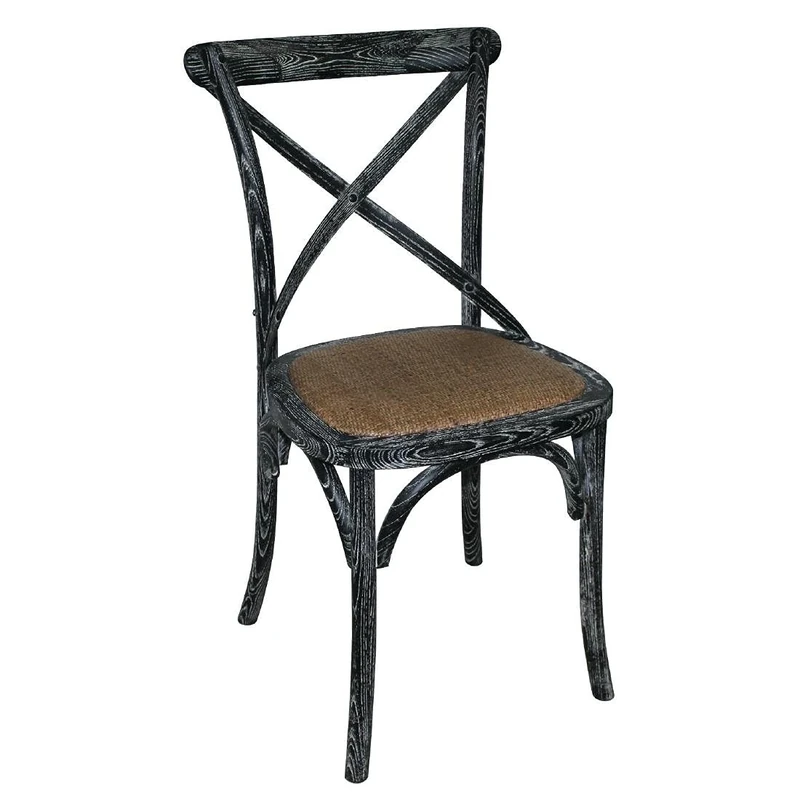 Bolero Black Wooden Dining Chairs Backrest 470mm Hotels Restaurants Cafe 2pc