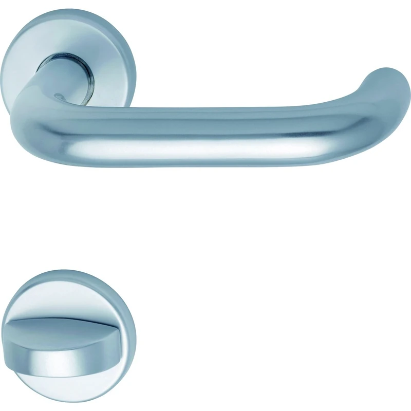 GRUNDMANN 101002 1754/D70M FH Handle Set on Rosette Toilet for Fire Doors ÖNORM Door Fitting VK 8.5, Stainless Steel, Silver