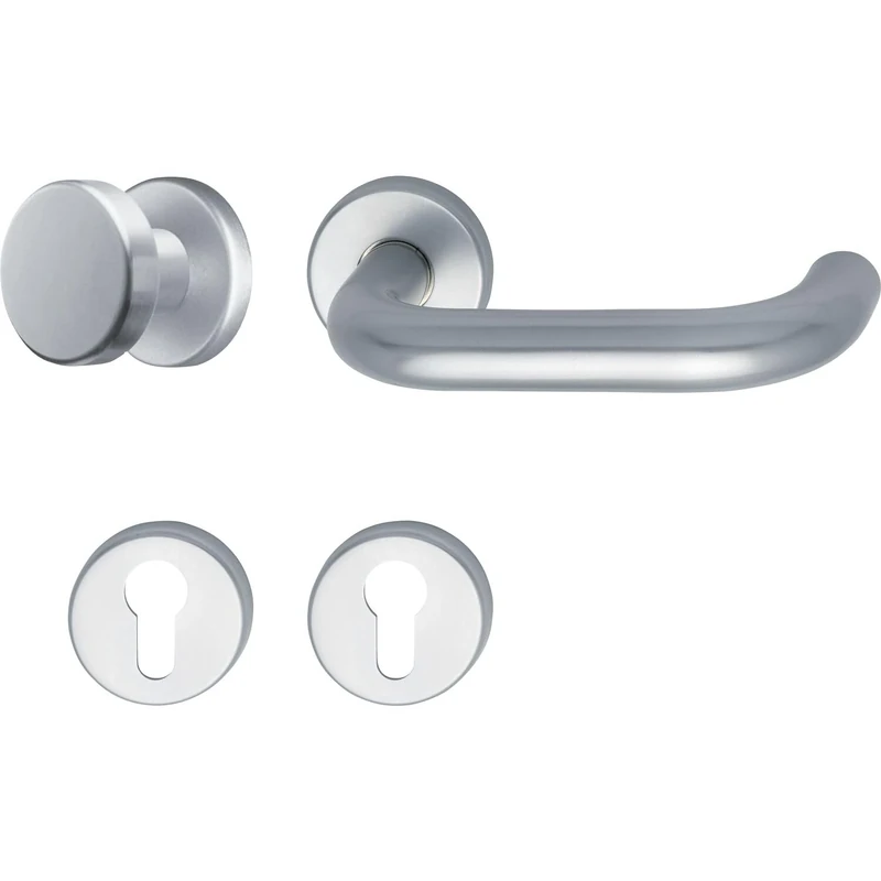 GRUNDMANN 102848 Silver 1754/D70M FH Change Fitting on Rosette PZ for Fire Doors ÖNORM Door Fitting VK 8.5, Anodised Aluminium