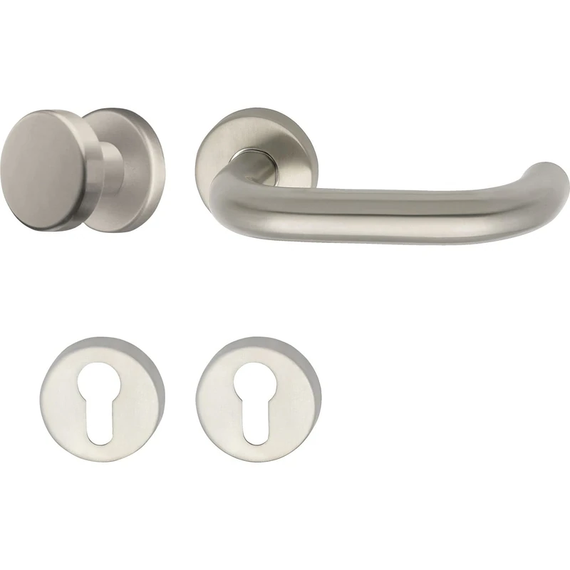 GRUNDMANN 102851 1754/D70M FH Interchangeable Fitting on Rosette PZ for Fire Doors ÖNORM Door Fitting VK 8.5, Stainless Steel, Silver