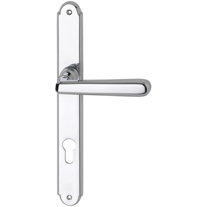 HOPPE Grundmann 108042 Door Handle Set Alt-Wien Safety Fitting on Long Plate PZ 88, ÖNORM Door Handle, Chrome-Plated Brass, Silver
