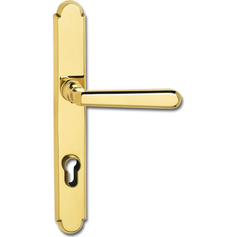 HOPPE 107762 Grundmann Alt-Vienna Handle Set Safety Fitting on Long Plate PZ 88, Door Handle ÖNORM, Polished Brass, Silver