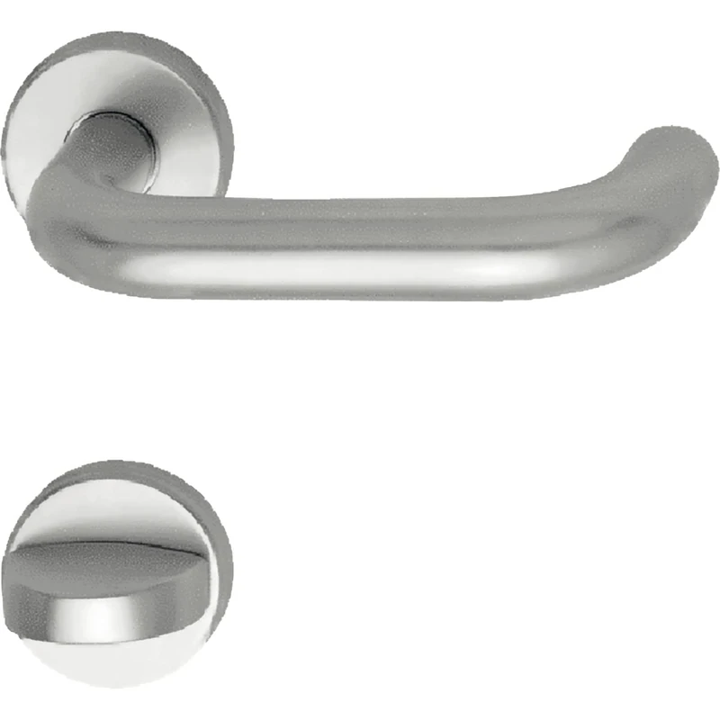 GRUNDMANN Geos 102805 Silver 1754/D6K Handle Set on Rosette WC ÖNORM Door Fitting VK 8.5, Anodised Aluminium Matt
