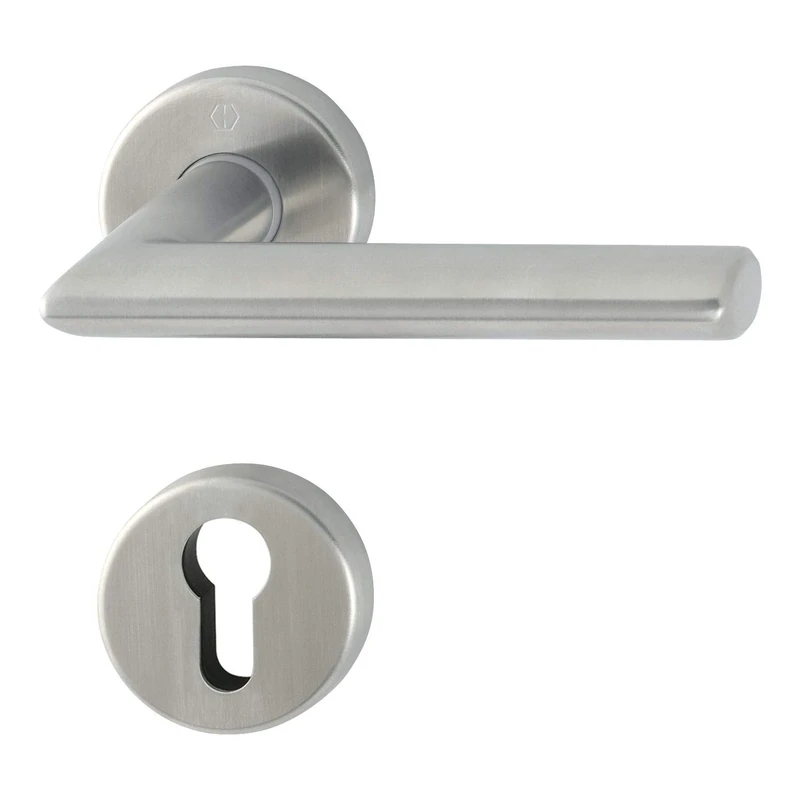 HOPPE 3530007 FH Handle Set Stockholm-on Rosette, PZ, 40-45, SST, Stainless Steel, Edelstahl matt | Türstärke 40-45 mm