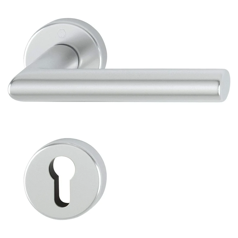 HOPPE 3549672 FH Handle Set Amsterdam-on Rosette, PZ, 40-45, Silver anodised, Silber eloxiert
