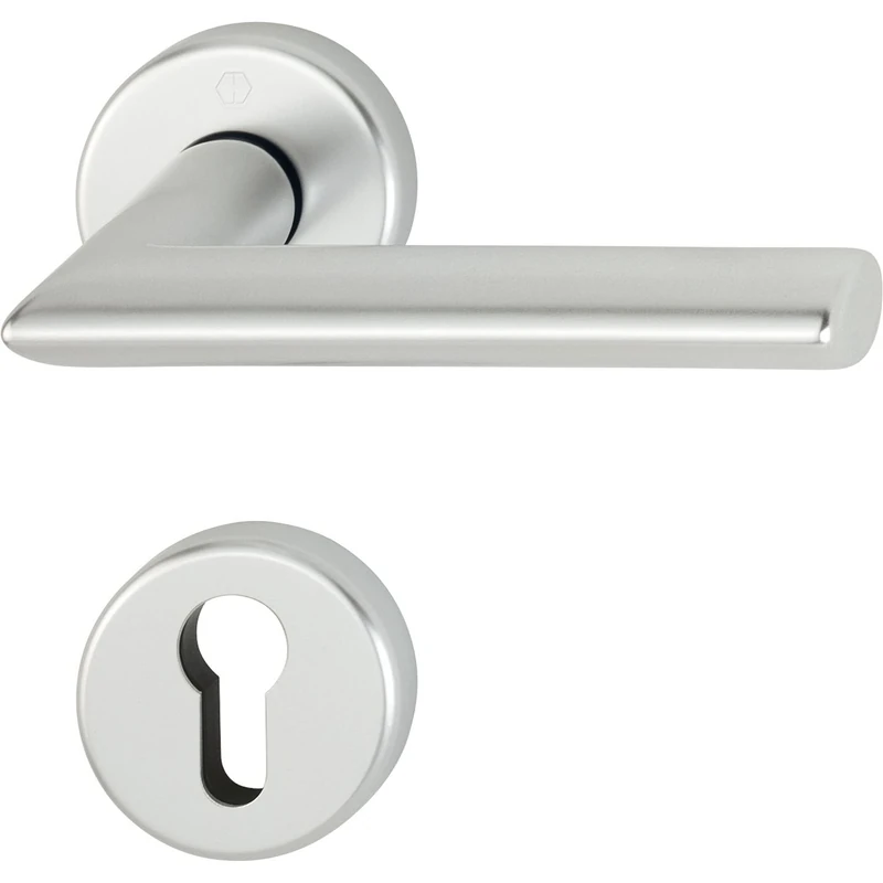 HOPPE 3549921 FH Handle Set Stockholm-on Rosette, PZ, 40-45, SST, anodised, Anodized Silver, Alu Silber eloxiert| Türstärke 40-45 mm