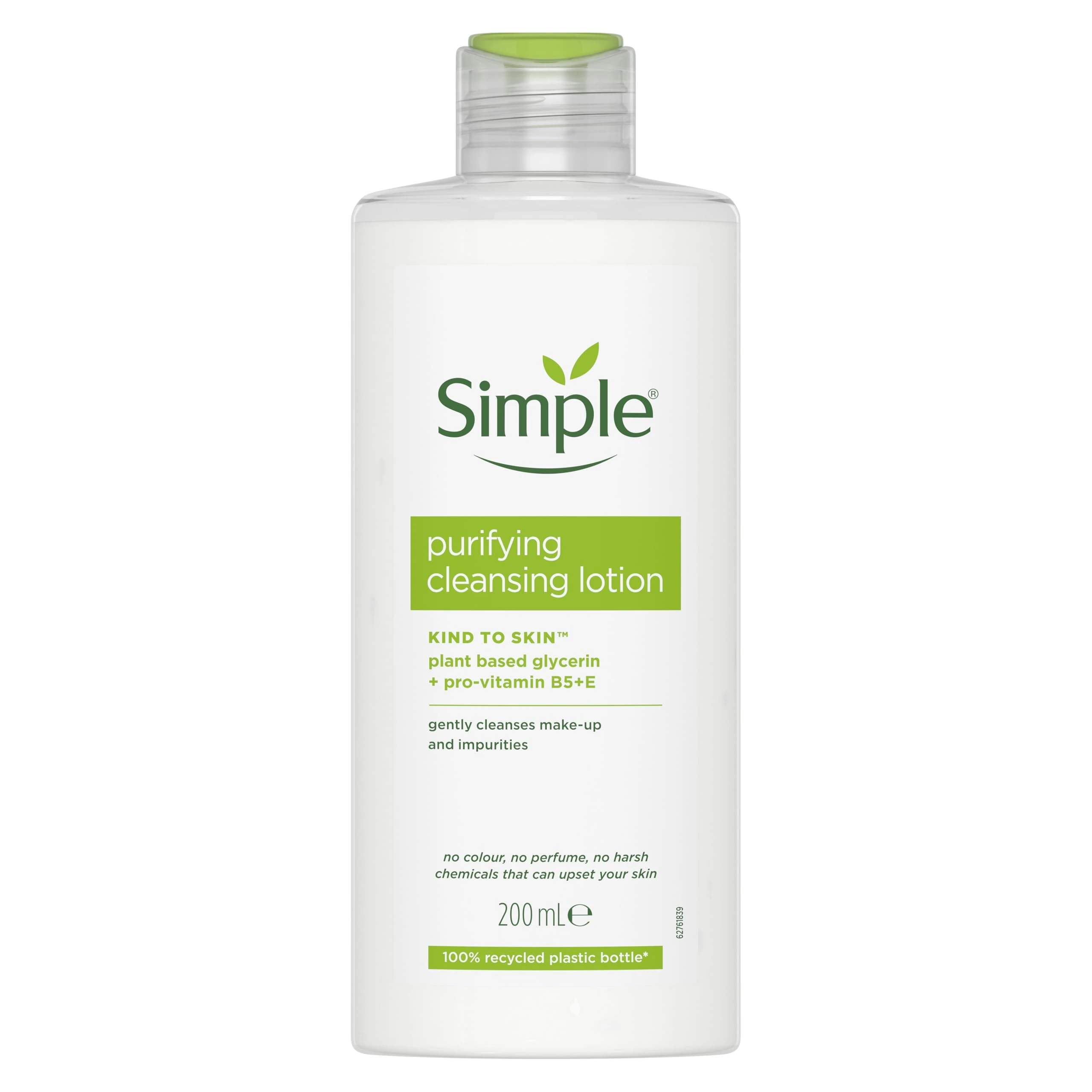 Simple Kind to Skin Purifying Cleansing Lotion Cleanser for Sensitive Skin Gently Removes Makeup and Impurities 200 ml