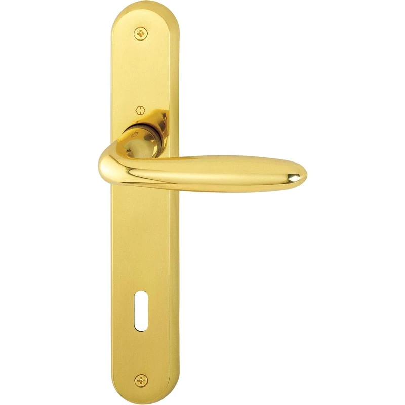 HOPPE Verona Handle Set on Plate BB 90, Polished Brass