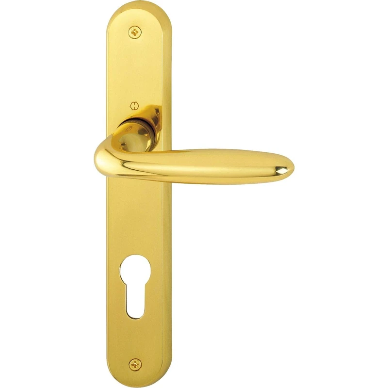 Hoppe Verona Handle Set on Plate PZ 88, Polished Brass