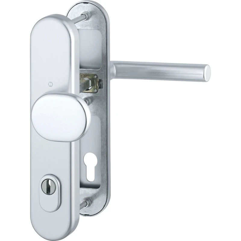 HOPPE Amsterdam 3890029 Safety Change Fitting 88 mm Distance 88 mm Aluminium Silver Anodised Long Plate Profile Cylinder for Door Thickness 62-72 mm with Core Pull Protection Class 3 Pack of 1