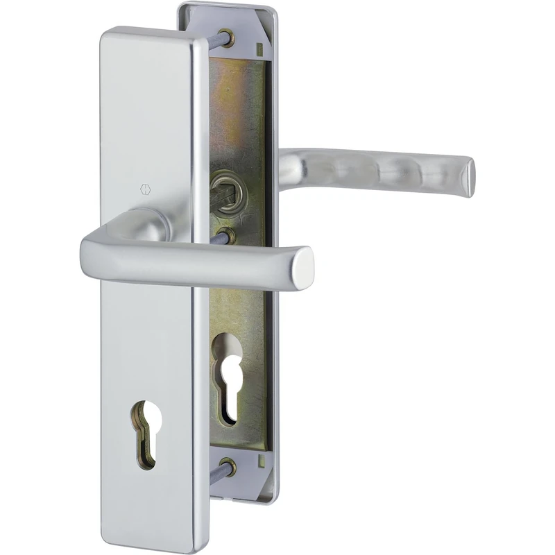 Hoppe House Door Entrance Lever Lock Door Handles London – ö Standard Spacing 88 mm Anodised Silver Long Plate Cylinder Lock for Doors 62 to 72 mm No Core Protection, Check: En 1906 RC2, 1 Security Escutcheon - Image 1