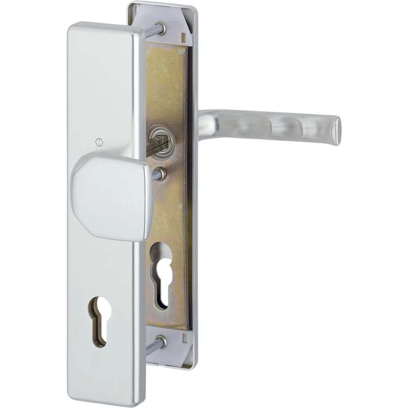 Hoppe Anodised Silver Greenhouse Door Door Fitting – Ö-NORM Removal 88 mm Long Plate Cylinder Lock for Doors 62 to 72 mm No Core Protection, Check: En 1906 RC2, 1 Security Escutcheon