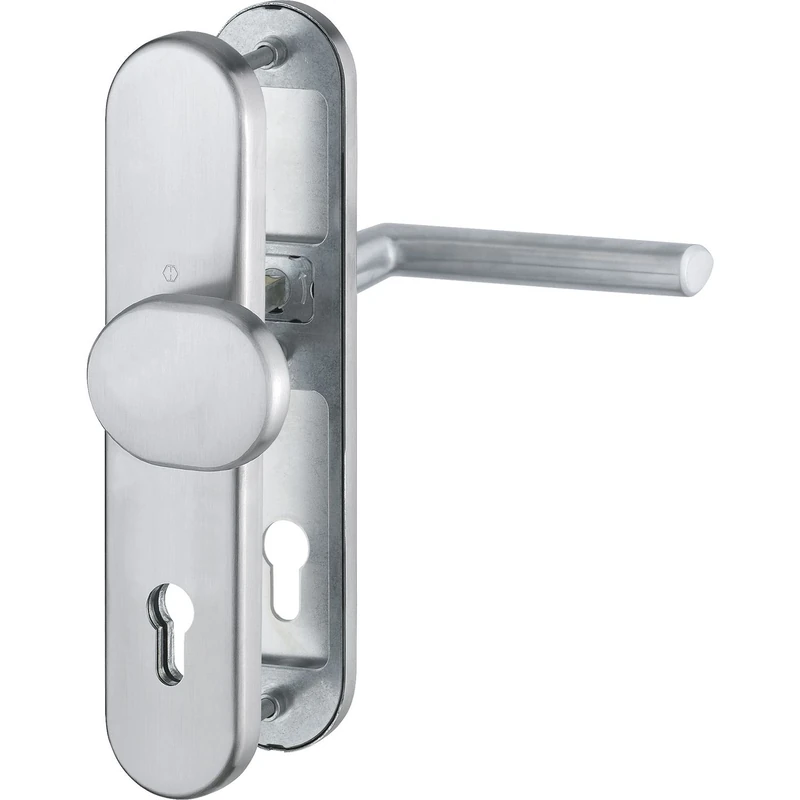 Hoppe House Door Entrance Door Fitting – ö Standard Spacing 88 mm Stainless Steel Matt with Cylinder Lock for Door Thickness, No Core Cylinder Protection 67 – 72 mm, Check: RC2 en 1906 (1) Security Escutcheon - Image 1